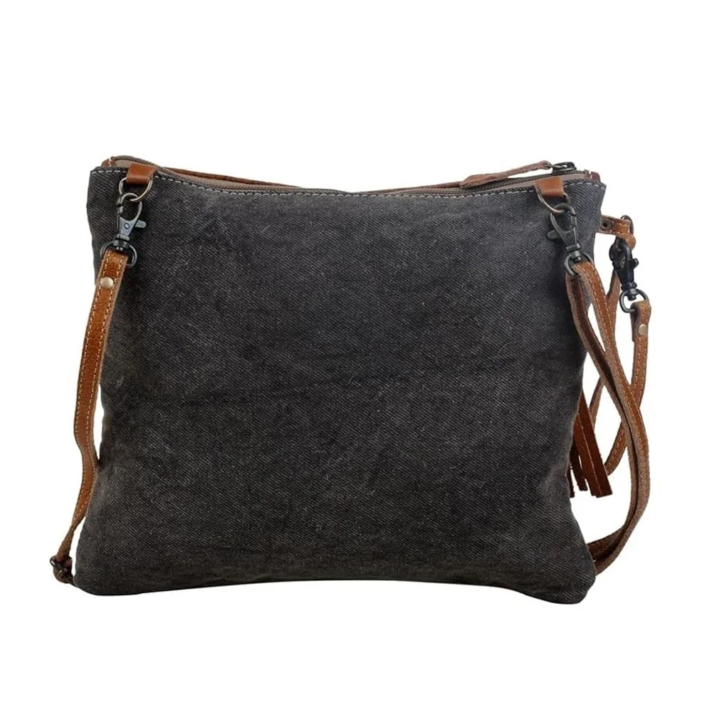Myra Bag Leather/Cotton Crossbody EUC